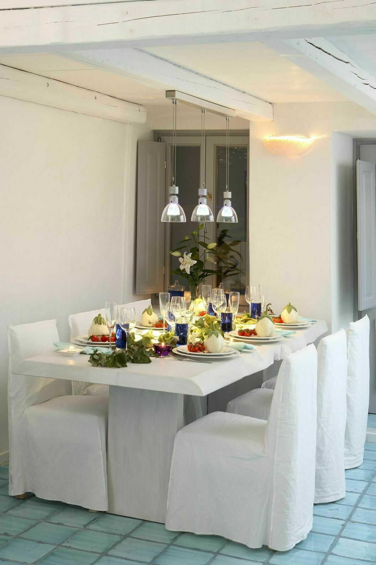 סנטוריני Blue Angel Villa מסעדה תמונה